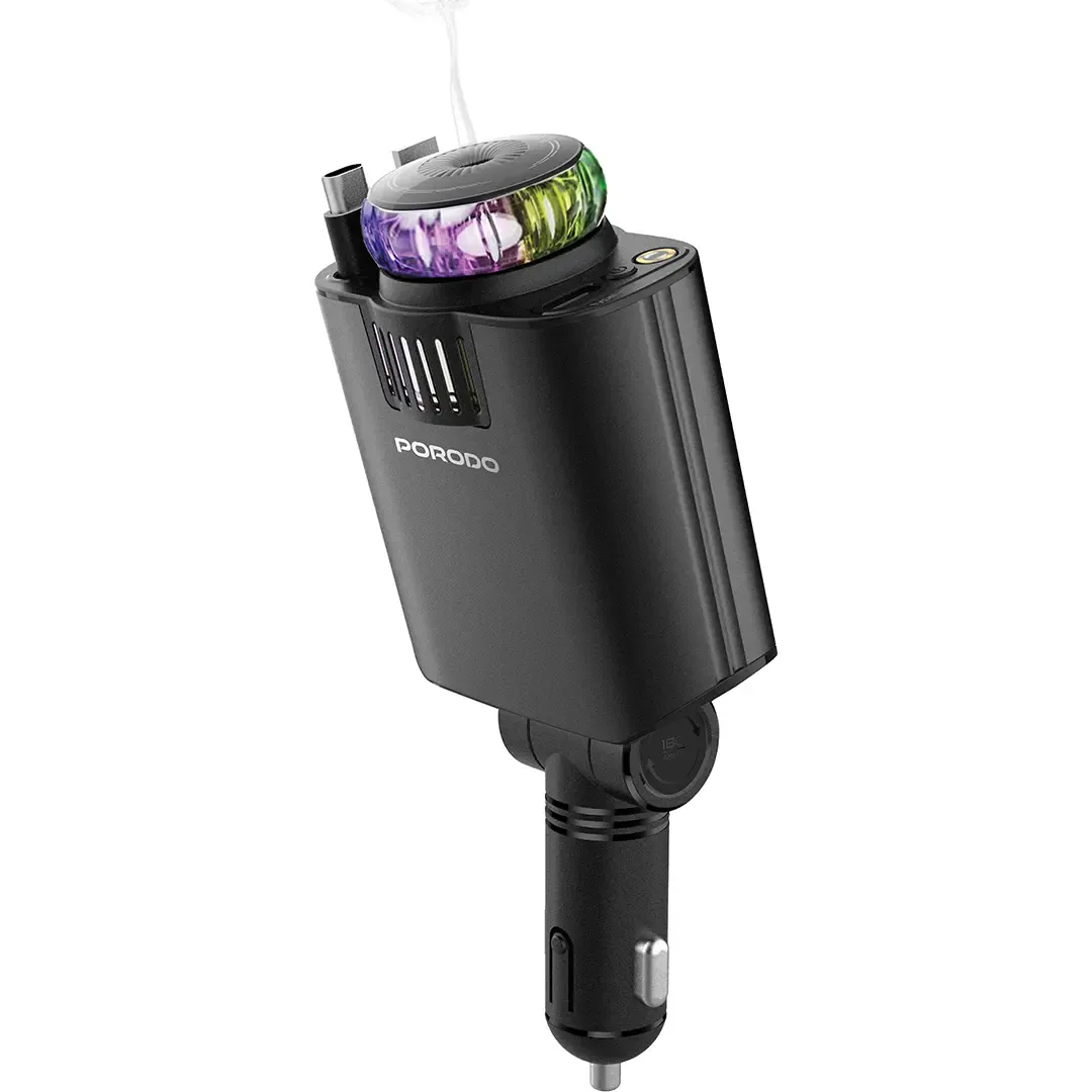 شارژر فندکی خودرو پورودو مدل Aromaglow 120W با قابلیت پخش رایحه مدل PDCHD120WBK