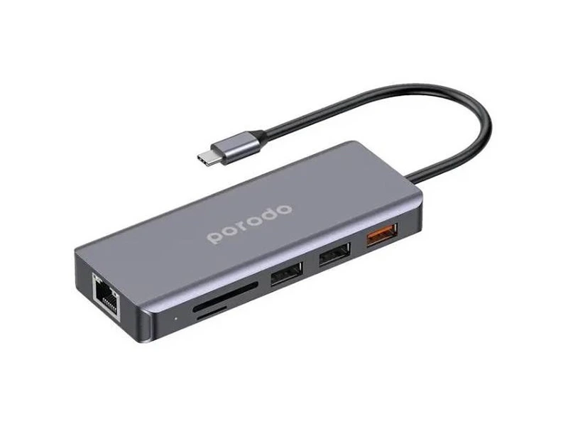 هاب پرودو Porodo 9in1 4K HDMI Ethernet USB-C...